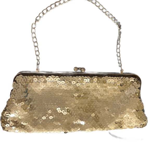 The Limited Handbags - The Limited Clutch Sequin With Kiss Lock GOLD